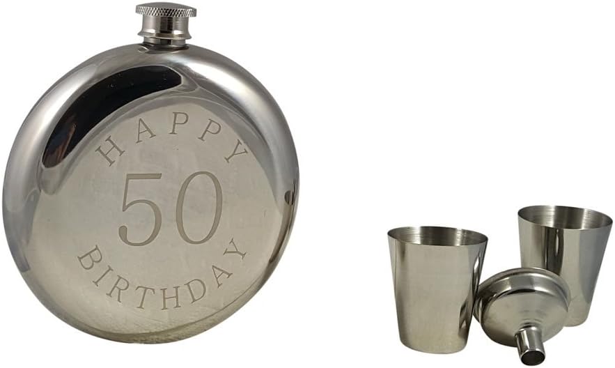 Palm City Products Happy 50th Birthday Flask Gift Set