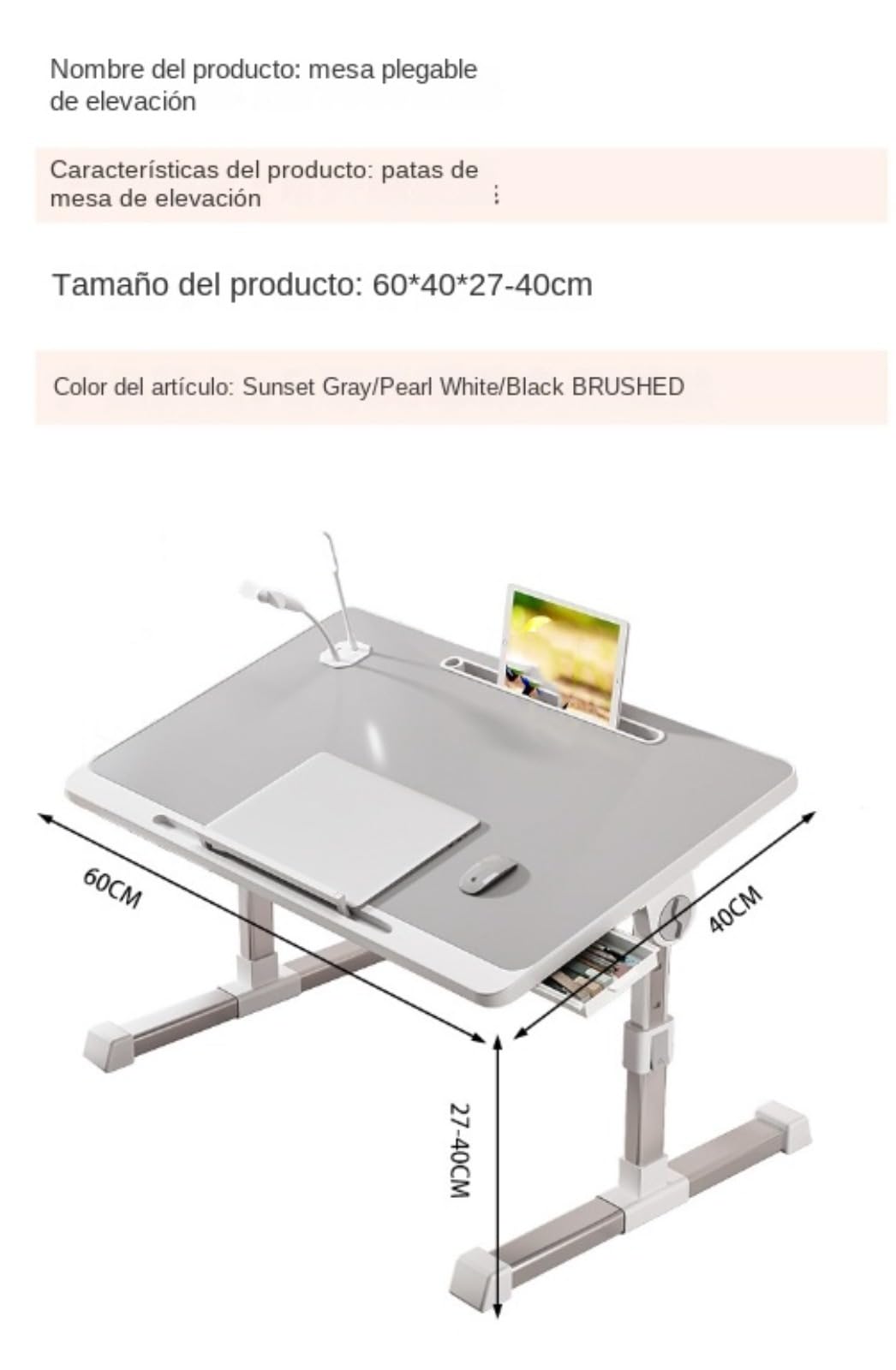 Mesa de cama Para Laptop, mesa de cama Regolabile in altura y ángulo Con cajón de almacenamiento,mesa plegable cama,escritorio portátil Con Patas plegables Apto Para Comer, trabajar, scherbir, ecc