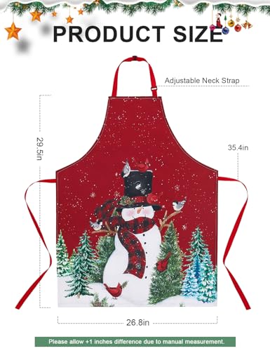 Rixiland Avental de Natal ajustável avental de cozinha avental de natal impermeável boneco de neve a