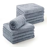 マイクロファイバークロス ふきん 厚手 強力吸水 速乾 クリーニングタオル キッチンタオル 業務用 ぞうきん 洗車 雑巾 食器 窓鏡 台拭き 10枚 グレー 30*30cm