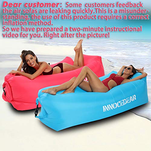 INNOCEDEAR 2 Pack Inflatable Lounger Air Sofa Hammock,Inflatable Couch Air Chair,Camping Accessories,Waterproof Anti-Air Leaking for Outdoor Backyard Beach Traveling Picnics & Music Festivals