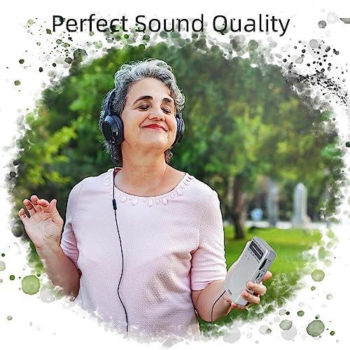 Image of PRUNUS J-166 Portable AM FM Radio, Battery Operated With Tuning Light, Back Clip, Excellent Reception for Indoor & Outdoor & Emergency Use, Transistor