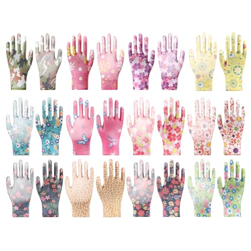 HDGSAFD 12 pares de guantes de jardinería para mujer, impermeables, guantes de limpieza para mujer, guantes de jardinería, guantes de trabajo ligeros