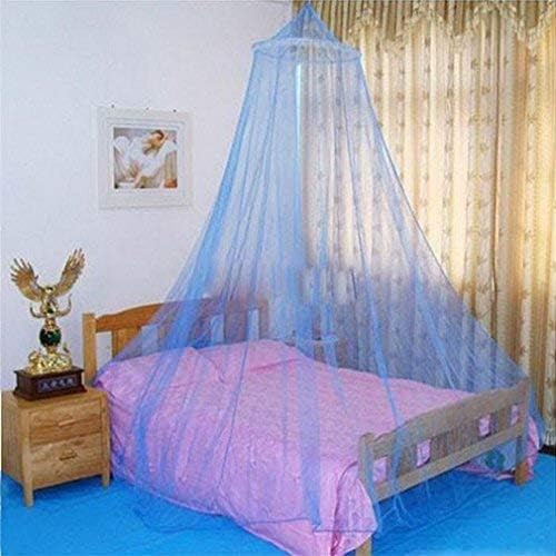 DAYSTART Mosquito Net Round Lace Curtain Dome Bed Canopy Netting for Single to King Size Beds,Camping (Blue)