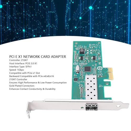 Tarjeta de Red Zyyini PCIe 1Gbps, Adaptador SFP Puerto Único de Fibra Ethernet con Controlador 210AT, Conectores Chapados en Oro, para Sistemas Windows y Linux VMware ESXi miniatura 3