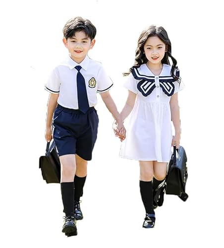 学生服 幼稚園 小学生 子供 シャツ 半袖 キッズ 男の子 女の子 女児ワンピース 子供服 イギリス風 フォーマル 上下セット 学生制服 発表会 結婚式 入学式 ダンス衣装 七五三卒業服演出服 (180cm, 女の子)