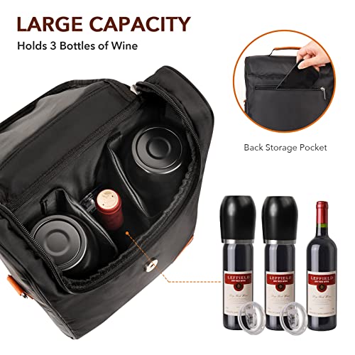 Philiva 3 Bottle Wine Tote Bag with 2 Tumblers & Opener, Black by Philiva - Used condition - Image 3