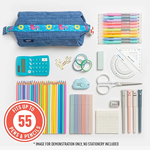 Image of ZIPIT Lenny Pencil Case, Large Capacity Zipper Pouch for School, Stationery Bag for Teen Girls Boys and Adults, Teal
