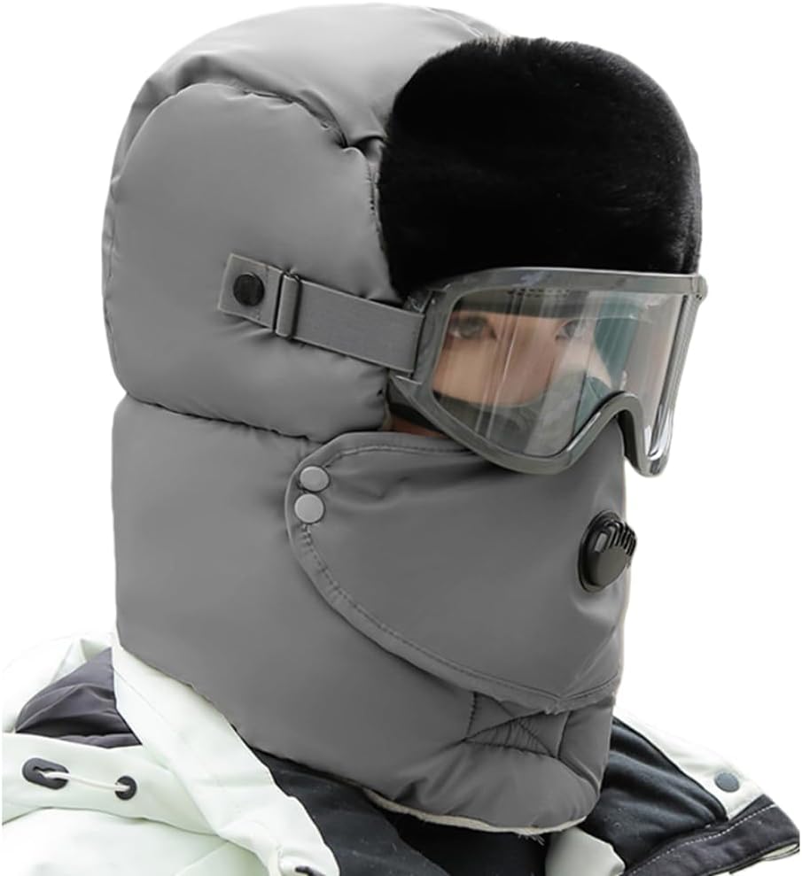 Harssidanzar Windproof face Shield with Integrated Warm Neck and Cotton Cap for Neck Protection，DU301
