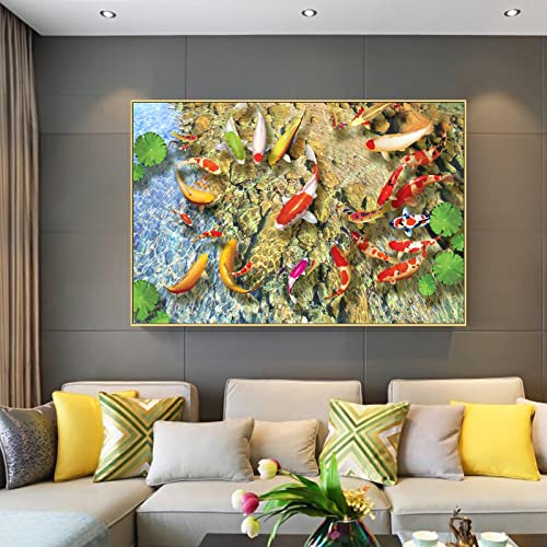 Art mural carpe koï abstrait affiche moderne décoration maison