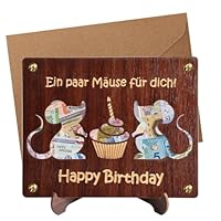 ASOFTY Geldgeschenk aus Holz, Geburtstagswünsche, Lustige Geburtstagsgeschenke Verpackung Mit Grußkarten und Umschlag für Kinder und Erwachsene