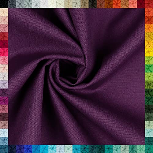 VmG-Store Tela de algodón lisa, 2 m, 100% algodón, certificado Oeko-Tex, no se vende por metros, más de 70 colores a elegir (052 I morado oscuro)