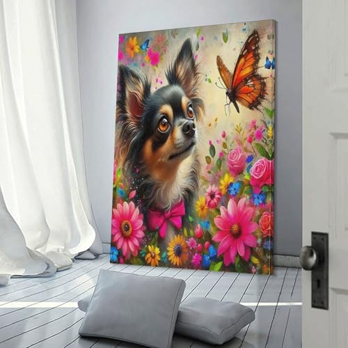 Impression sur Toile Chihuahua : Affiche Animaux Mignons Déco Salon 40x60