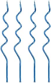 Vela De Aniversário Espiral Azul Fina 4 Unidades Silver Festas
