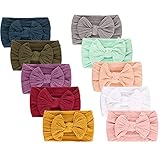 BQUBO 10 Pack Baby Headbands for Girls Newborn Baby Nylon Headbands with Bows Hair Accessories