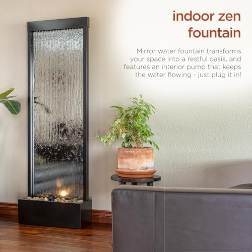 image for Alpine Corporation Mirror Waterfall Fountain with Stones and Lights - 