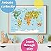 Lineo® Kids World Map for Children - Large Educational World Map Poster for Young Explorers with Animals, Continents & Landmarks - Wall Art Print 24 x 16.5 inches