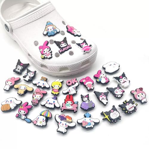 10/19/25/30 pcs Shoe Charms Kawaii Pink Cat Blue Dog Shoe Accessories Decration DIY Sandals (30pcs mixed)