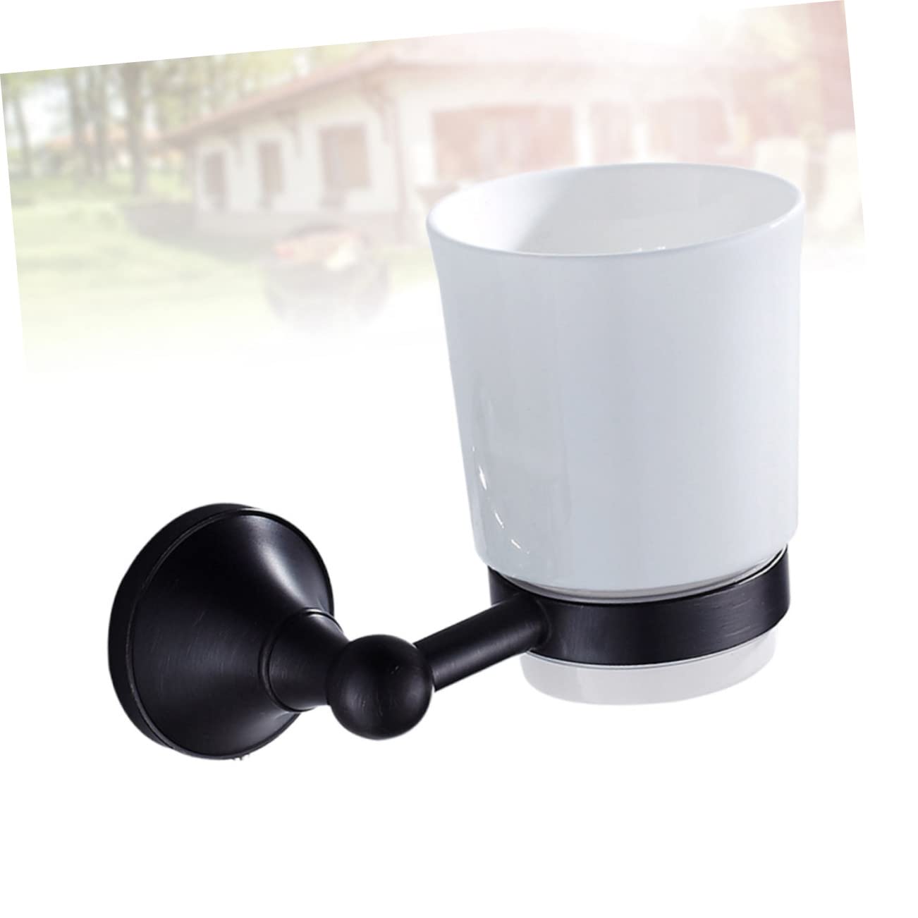 Portavasos Retro Individual De Cerámica Soporte para Vaso De Cepillo De Dientes Colgador De Pared para Baño Accesorios De Baño con Estante para Cepillos