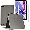 Tasch HYMY Hülle + 1 Pcs Schutzfolie Schutzfolie Glas für TECLAST P80x/P80 hülle 8″ – Flip Case Cover Schutzhülle Schutzfolie TECLAST P80x/P80 Schutzfolie Glas-Gray