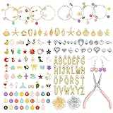 Yuanan 379 PCSCharm Bracelet Making Kit, DIY Charm Bracelet Kit Gold Chain Bracelets Making Kits Including Paperclip Chain Bracelets Charms Jump Rings Pliers Tools for Women Crafts Gift