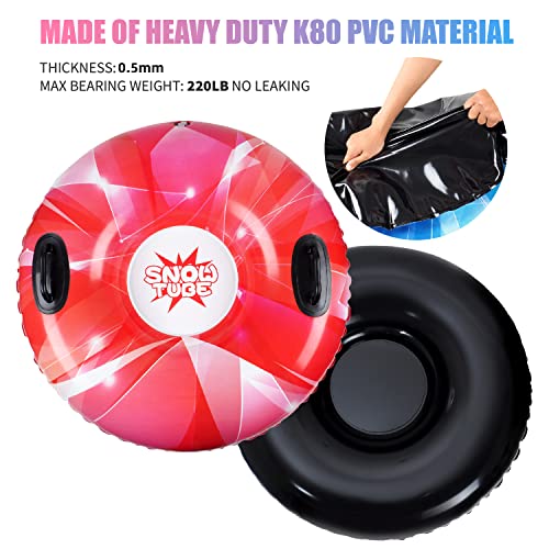 Calo Snow Tube Sled For Kids And Adults 2 Pack, 34" Snow Sleds Heavy Duty With Handles And Bottom, Big Inflatable Snow Tubes For Outdoor Sledding For Boys Girls #TOP3