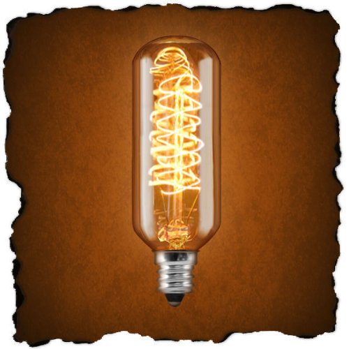 40 Watt - Vintage Antique Light Bulb - Tubular Style - Candelabra Base - Hand-Wound Spiral Tungsten Filament - Multiple Supports - Clear