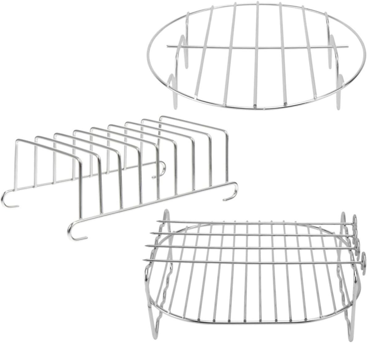 Air Fryer Rack for Toast and Steaming, Stainless Steel Household Grill Rack with Smooth Non-stick Surface, Thick and Firm Construction, Quick Cleaning Kitchen Accessory