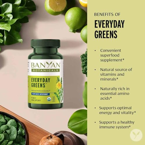 Banyan Botanicals Everyday Greens – Organic Superfood Tablets – Natural Source of Vitamins, Minerals & Antioxidants – Supports Optimal Energy & Health* – 90 Tablets – Non-GMO Sustainably Sourced Vegan - Thumbnail 2