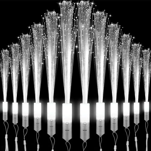 Funmo Juego de 12 barras de luz LED, color blanco, para fiestas, fibra de vidrio, para bodas, Navidad, fiestas, conciertos