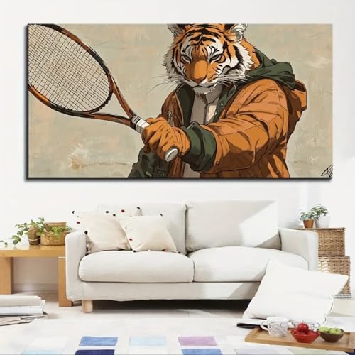Toile tennis tigre abstrait 60x120cm pour habiller un grand mur vide