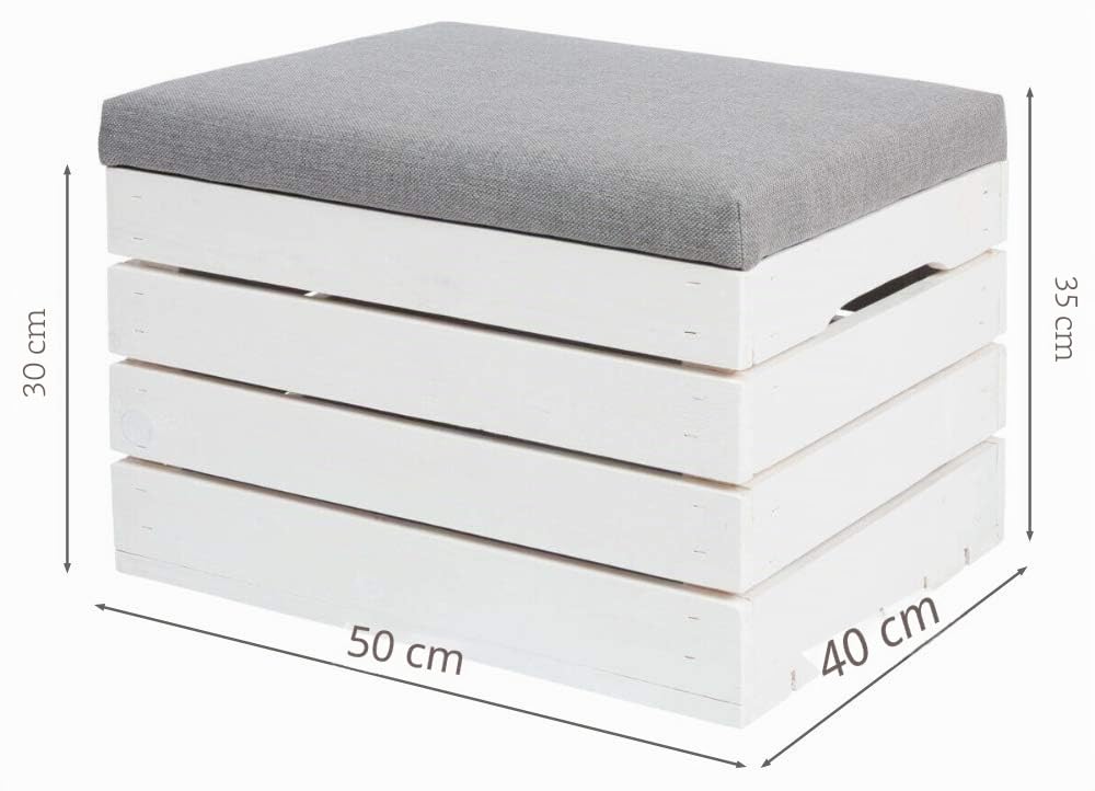 ISO TRADE 3636 - Pouf in legno, 40 x 50 x 35 cm, fino a 150 kg