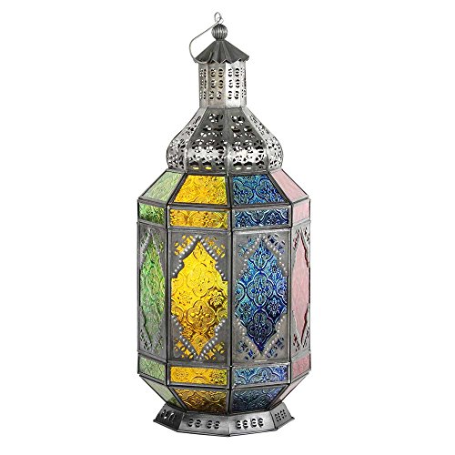 albena shop 71-4953 Trasu Linterna Oriental Estilo marroquí 45 cm Metal / Cristal Colorido Cover