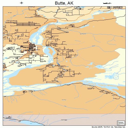 Large Street & Road Map of Butte, Alaska AK - Printed poster size wall ...