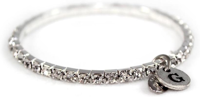 Weiss Crystal Stretch Initial Bracelet - One Size Fits All