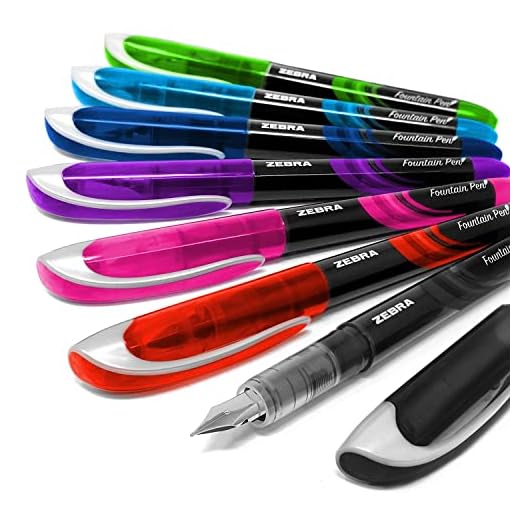 Cebra Fuente - Desechables Pluma Estilográfica - una de Cada Colorido Tinta - Pack de 7