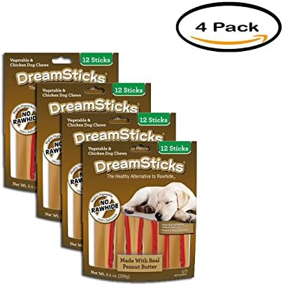 DreamBone Pack of 4 Dreamsticks Peanut Butter, 12-Pack