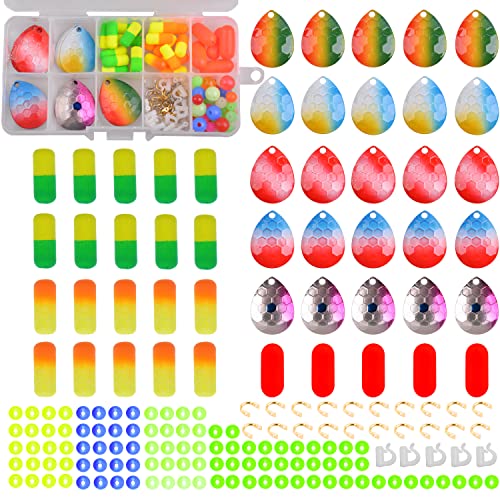 Walleye Rig Angelherstellungs-Set, 175-teiliges Angelzubehör für Zander Spinner Crawler Geschirr, Spinner Klingen, Rig Floats Clevises Beads Cover