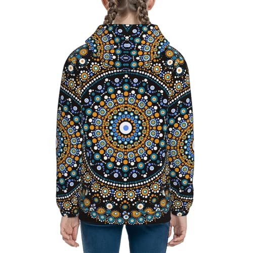 Dot Mandala Kids Pullover Hoodies Boys Sweatshirts Girls Athletic Clothes with Pocket4