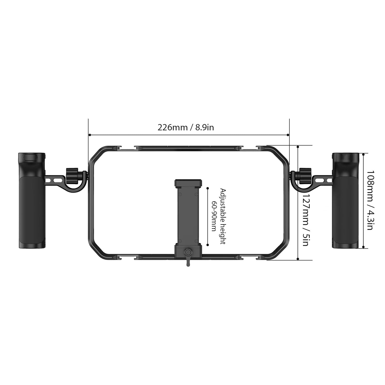 Andoer Kit portatile per telefono video Rig, stabilizzatore per smartphone per registrazione video, gabbia universale per telefono con maniglie laterali, supporto Cold Shoe, scatto remoto per Phone