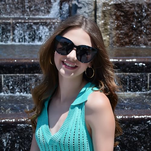 LVIOE Polarized Sunglasses for Women UV400 Protection Oversized Cat Eye Frame Retro Sunglasses for Driving Fishing Outdoor2