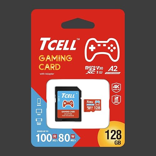 Miniatura 7 de TCELL Tarjeta Micro SD para juegos de 128 GB, tarjeta SD Nintendo Switch, microSDXC A2 USH-I U3 V30 Leer 100MBs Escribir 80MBs con adaptador,
