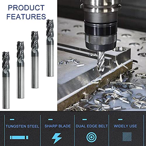 Image of Tungsten Carbide End Mill Set 4 Flute - 45 for Stainless Steel & Alloy
