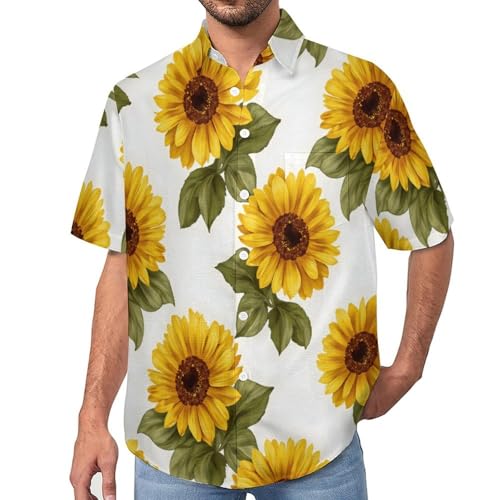 Chemise Hawaïenne Homme Tournesol en Coton à Manches Courtes