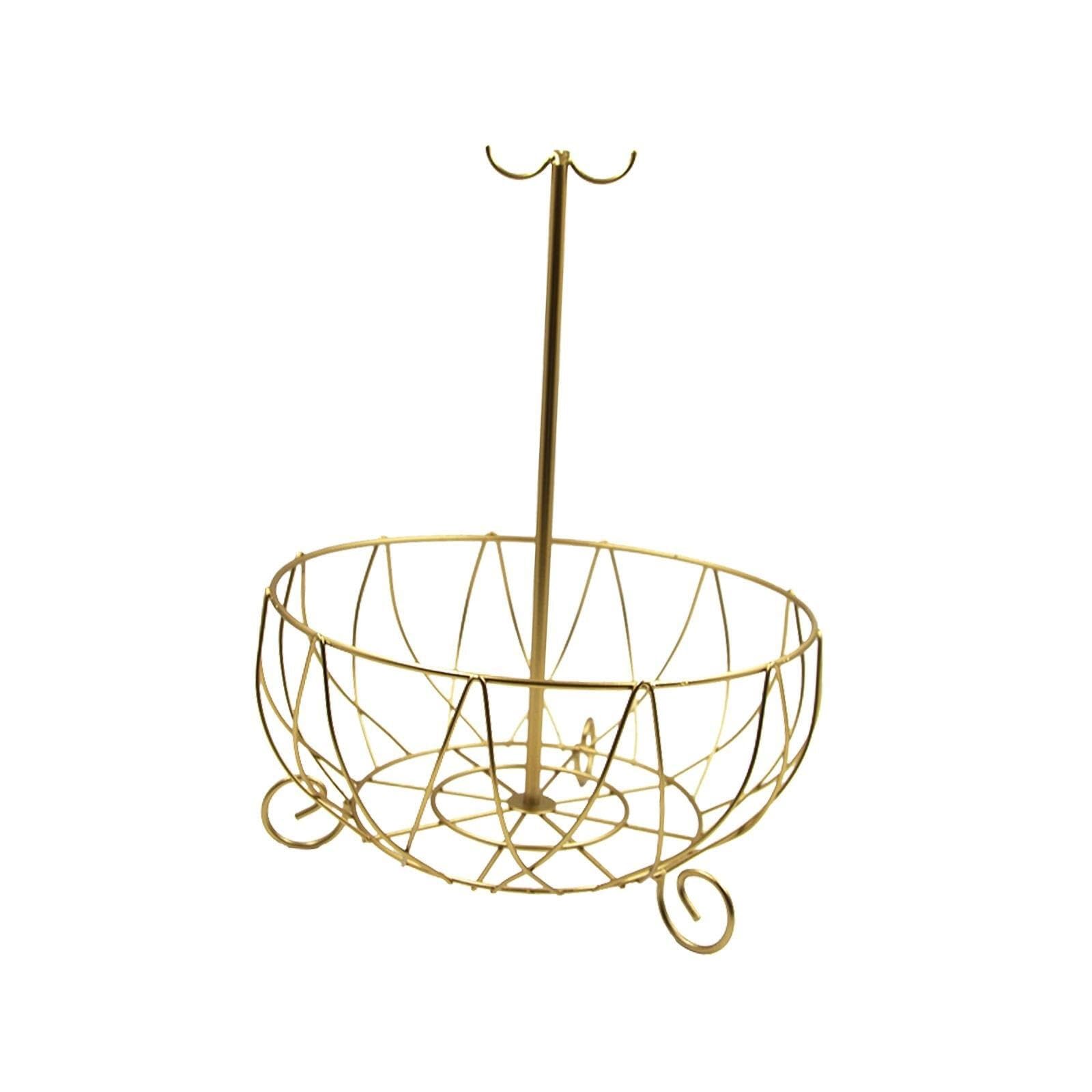 Fzl02068lm Gold Fruit Bowl Fruit Basket Holder With Banana Hanger Tree Serving Bread Storage Counter Decor Stand For Kitchen Versatile(Gold)