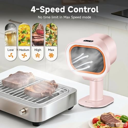 Image of Portable Range Hood - 6-Speed Adjustable Exhaust Fan with Telescoping Height & 60 T，PINK