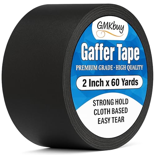 Image of 2 inch x 60yd Black Gaffers Tape - Heavy Duty, Non-Reflective, Easy to Tear, Waterproof Matte Gaffer Stage Tape - Gaff Cloth Tape for Photography, Filming Backdrop & Production