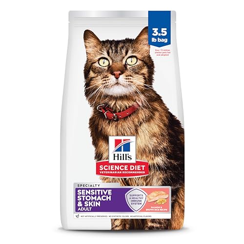 Hills Science Diet Adult 1-6 Sensitive Stomach & Skin Dry Cat Food Salmon Recipe 3.5 lb. Bag