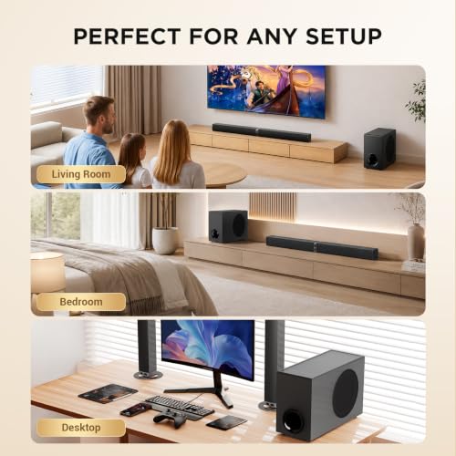 Maraawa Sound Bar with Subwoofer,120W Sound Bar Bluetooth 5.3 Soundbar Surround Sound System, Detachable Home Theater Speaker with ARC/Optical/AUX Connection, Remote Control for TV/PC/Projector - image 4
