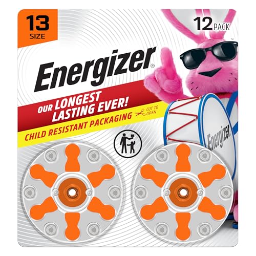Energizer Hearing Aid Batteries Size 13, Orange Tab, 12 Pack